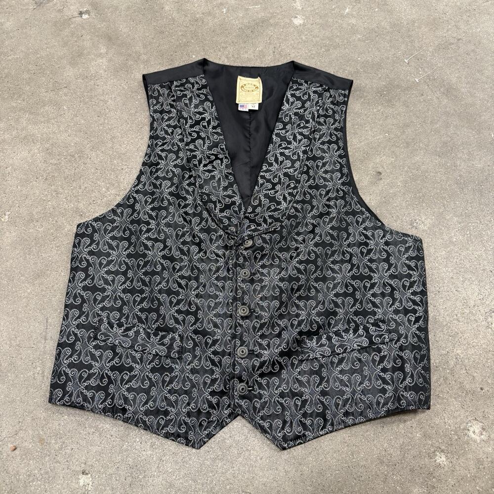 VINTAGE WAHMAKER WESTERN FRONTIER PAISLEY BUCKLE BACK VEST WOMENS MEDIUM
